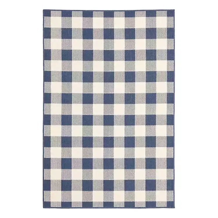 Outdoor Rugs-Kirklands Home Buffalo Check Outdoor Area Rug, 6x9 Blue