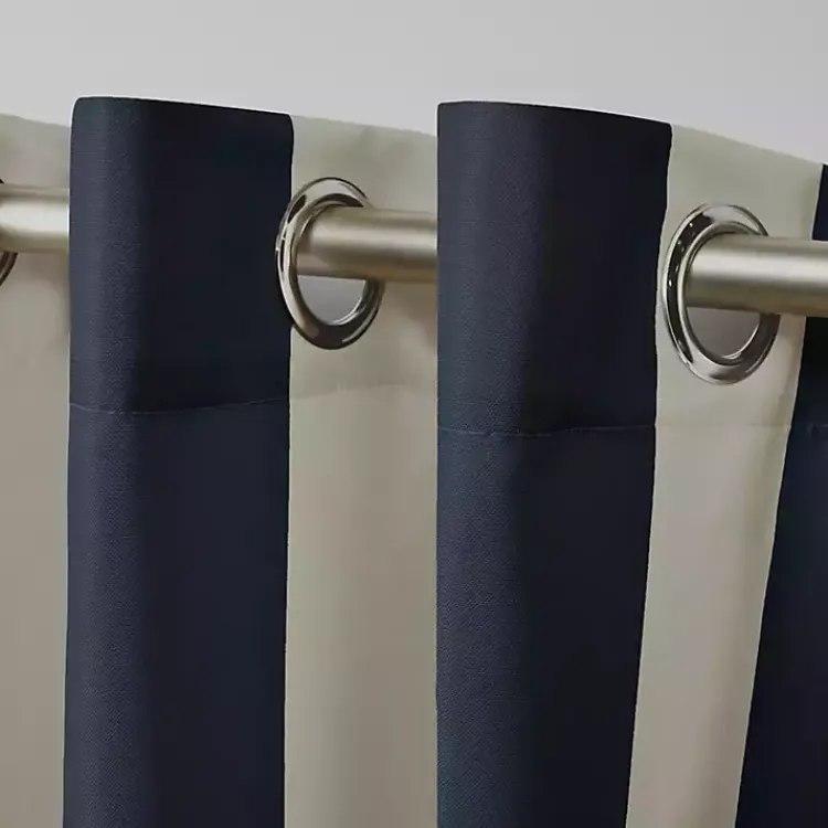 Outdoor Curtains-Kirklands Home Navy Canopy Outdoor Curtain Panel Set, 96 in.