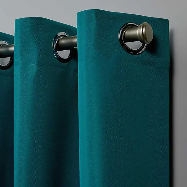 Outdoor Curtains-Kirklands Home Teal Nicole Outdoor Curtain Panel Set, 96 in. Blue