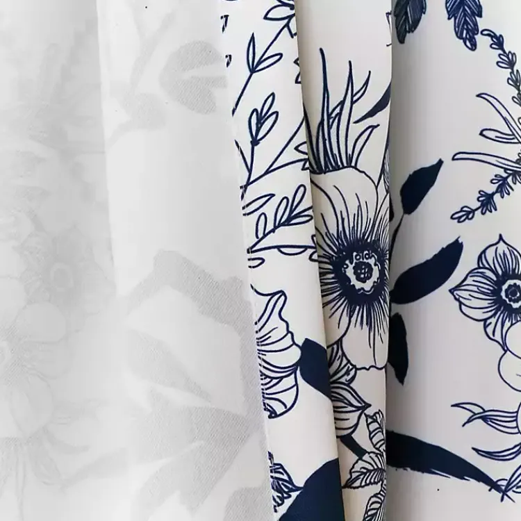 Curtains & Drapes-Kirklands Home Navy Botanical Garden Curtain Panel Set, 95 in. Blue