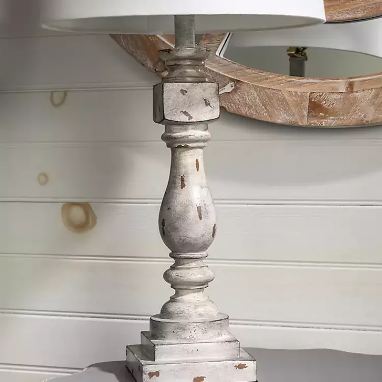 Table Lamps-Kirklands Home Distressed Gray Table Lamp White
