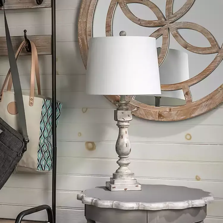 Table Lamps-Kirklands Home Distressed Gray Table Lamp White