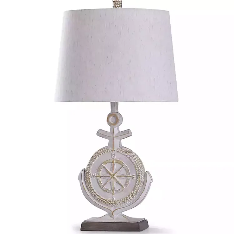 Table Lamps-Kirklands Home Ivory Nautical Anchor Table Lamp White