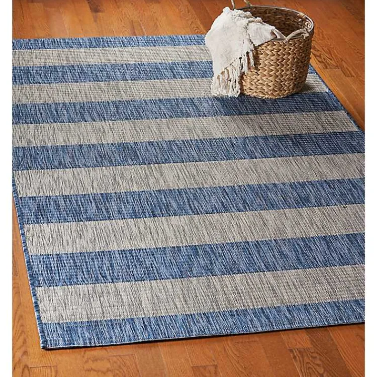 Outdoor Rugs-Kirklands Home Coastal Stripes Outdoor Area Rug, 7x9