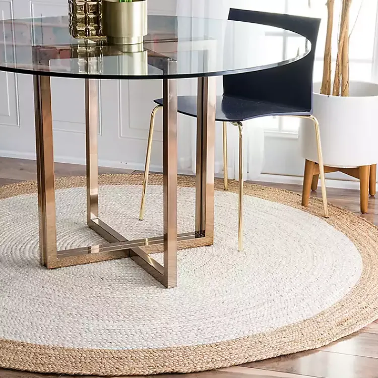Area Rugs-Kirklands Home Hand Woven Jute Eugene Round Area Rug, 6 ft.