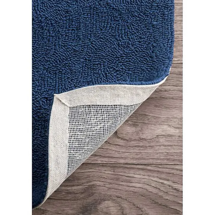 Outdoor Rugs-Kirklands Home Navy Starfish Hooked Indoor/Outdoor Area Rug, 7x9