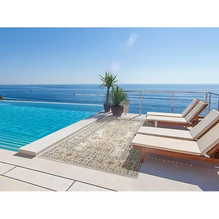 Area Rugs-Kirklands Home Light Beige Bohemian Area Rug, 7x9 Tan