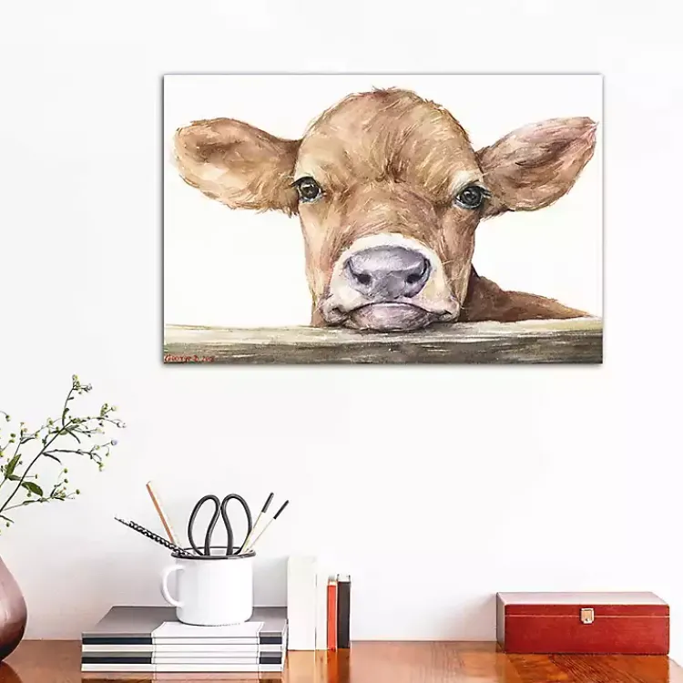 Canvas Art-Kirklands Home Calf Canvas Art Print, 26x18 Brown