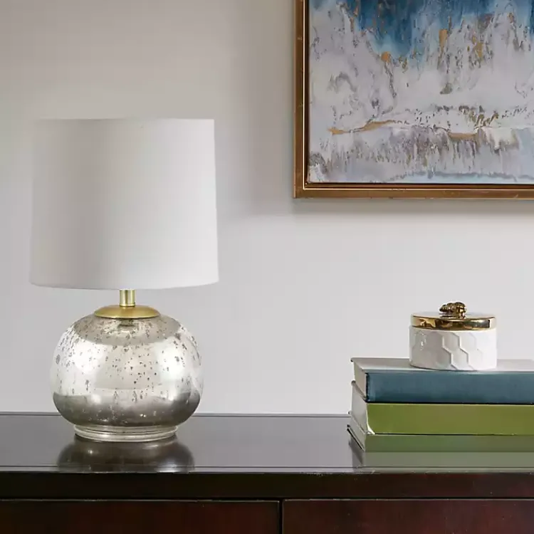Table Lamps-Kirklands Home Gold and Silver Mercury Glass Table Lamp White