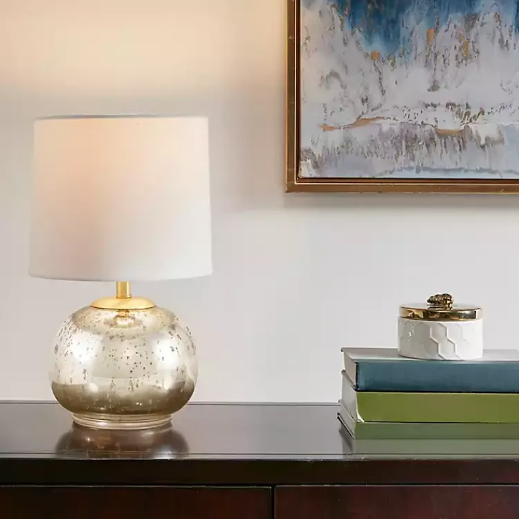 Table Lamps-Kirklands Home Gold and Silver Mercury Glass Table Lamp White