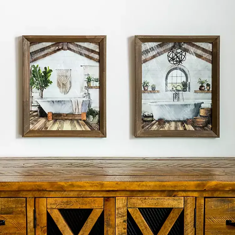 Framed Art-Kirklands Home Farmhouse Bathroom Framed Art Prints, Set of 2