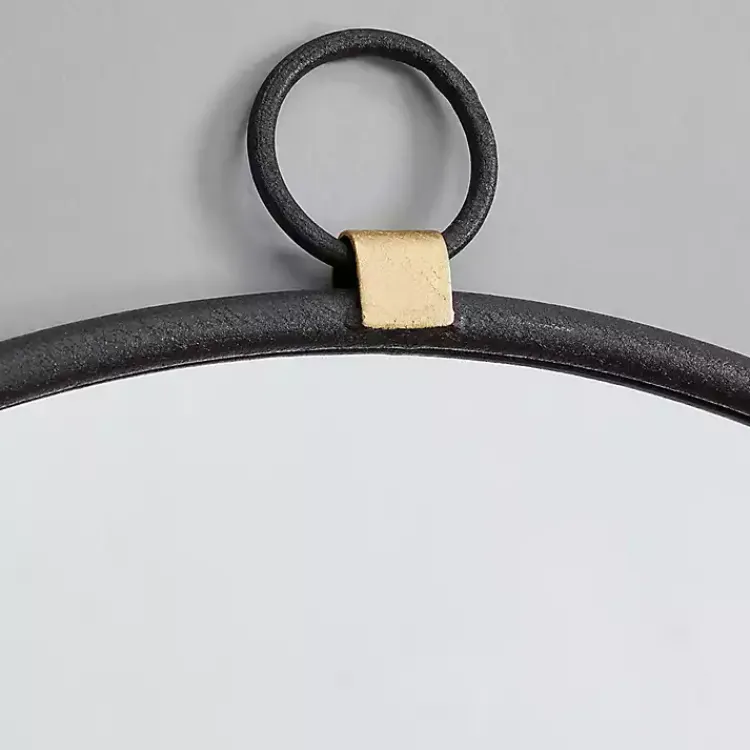 Decorative Mirrors-Kirklands Home Round Metal Mirror with Ring Black