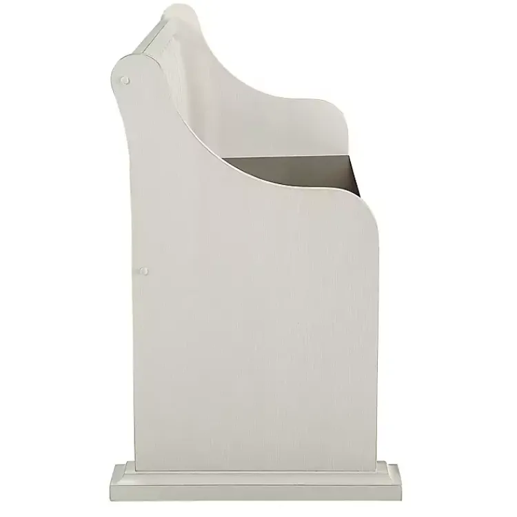 Entryway Furniture-Kirklands Home Two-Tone Dark Oak and Ivory High Back Wooden Bench White