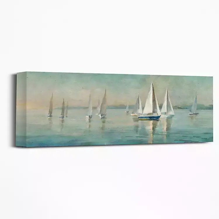 Canvas Art-Kirklands Home Sailboats at Sunrise Canvas Art Print Blue