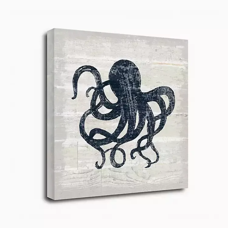 Canvas Art-Kirklands Home Blue Octopus Driftwood Canvas Art Print White