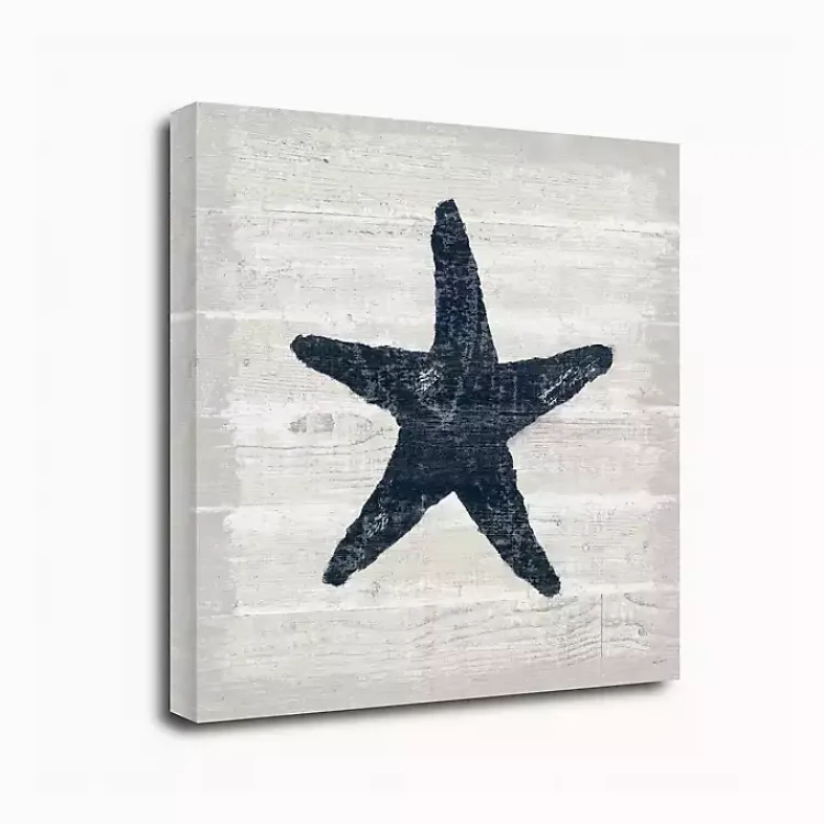 Canvas Art-Kirklands Home Blue Starfish Driftwood Canvas Art Print White
