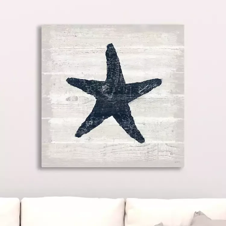 Canvas Art-Kirklands Home Blue Starfish Driftwood Canvas Art Print White