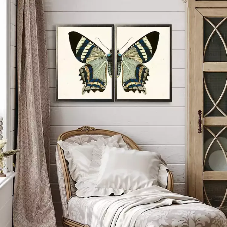 Framed Art-Kirklands Home Diptych Butterfly Framed Art Print, Set of 2
