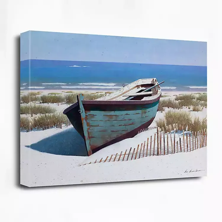 Canvas Art-Kirklands Home Blue Boat On Beach Canvas Art Print