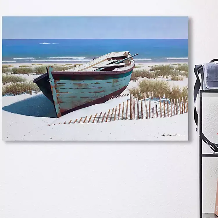Canvas Art-Kirklands Home Blue Boat On Beach Canvas Art Print