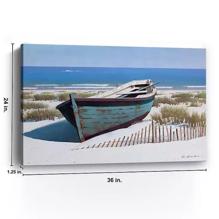 Canvas Art-Kirklands Home Blue Boat On Beach Canvas Art Print