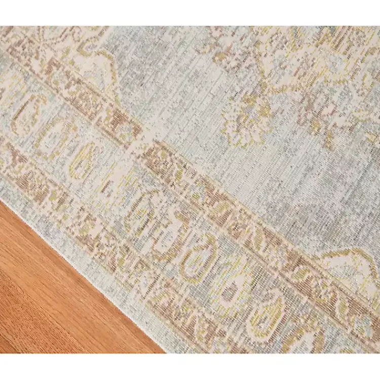 Area Rugs-Kirklands Home Gray and Beige Vintage Medallion Area Rug, 5x7