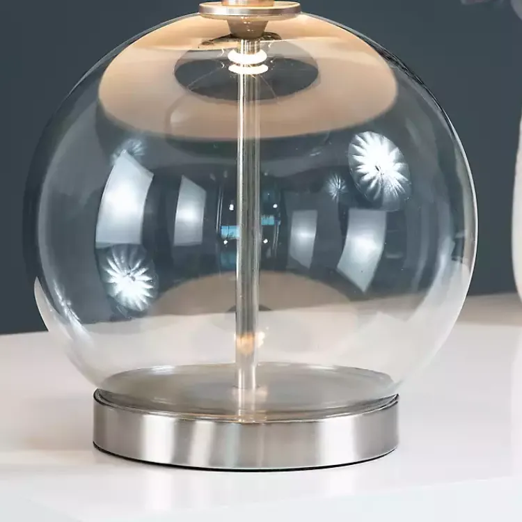 Table Lamps-Kirklands Home Gray Glass Globe Table Lamp White