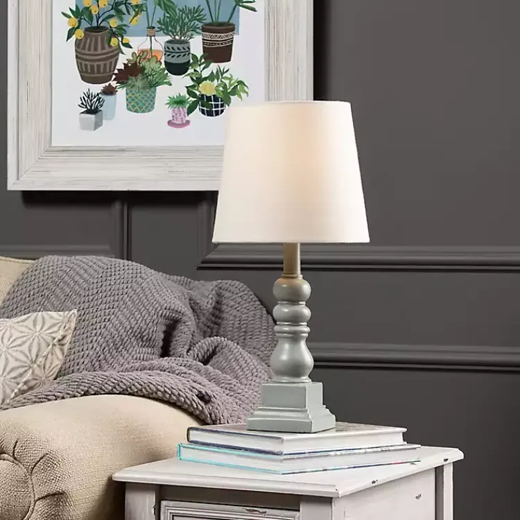 Table Lamps-Kirklands Home Distressed Gray Candlestick Table Lamp White