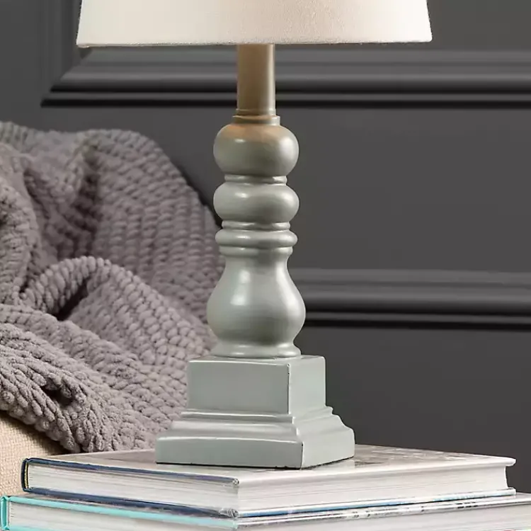 Table Lamps-Kirklands Home Distressed Gray Candlestick Table Lamp White