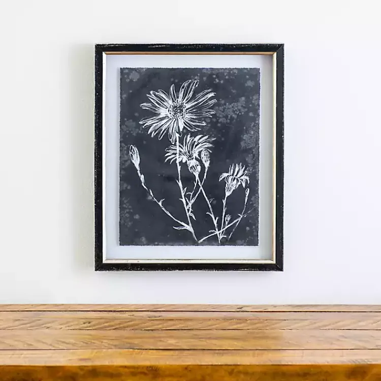 Framed Art-Kirklands Home Slate Floral III Framed Art Print Blue