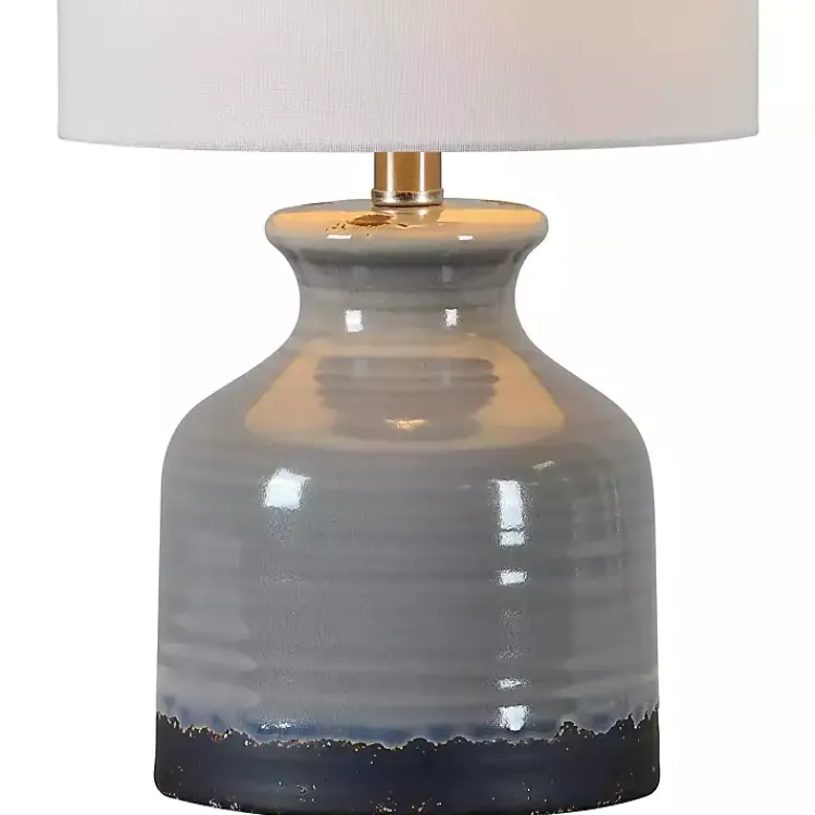 Table Lamps-Kirklands Home Gray and Black Ceramic Table Lamp, Set of 2 White