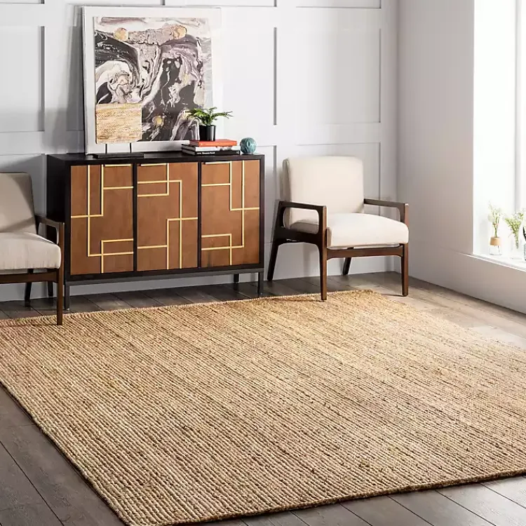 Area Rugs-Kirklands Home Natural Hand Woven Rigo Jute Area Rug, 10x13 Tan