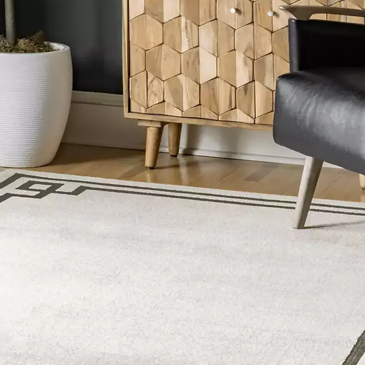 Area Rugs-Kirklands Home Ivory Classic Border Area Rug, 5x7