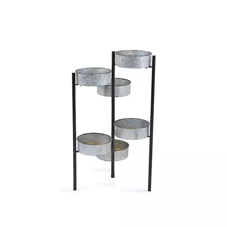 Planters-Kirklands Home Metal and Wood 6-Pot Folding Plant Stand