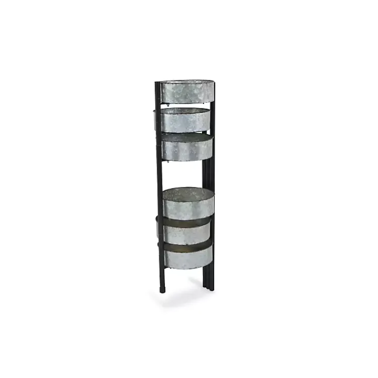 Planters-Kirklands Home Metal and Wood 6-Pot Folding Plant Stand