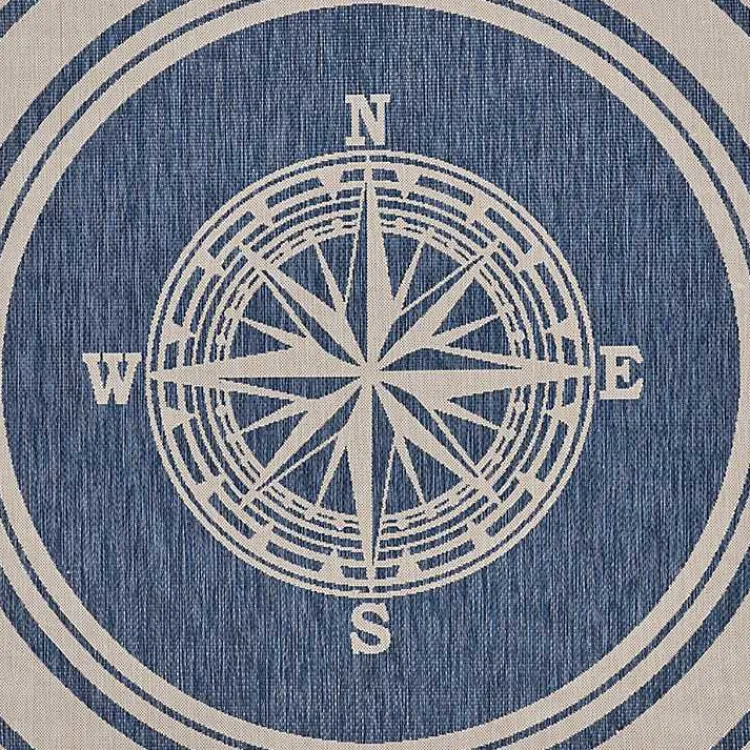 Outdoor Rugs-Kirklands Home Nautical Navigation Round Outdoor Area Rug