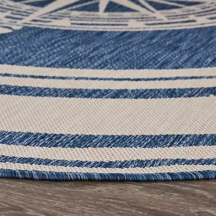 Outdoor Rugs-Kirklands Home Nautical Navigation Round Outdoor Area Rug