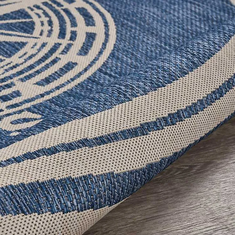 Outdoor Rugs-Kirklands Home Nautical Navigation Round Outdoor Area Rug