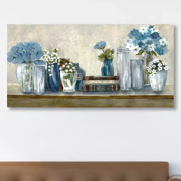 Canvas Art-Kirklands Home Blue Floral Desk Giclee Canvas Print, 40x20 in.