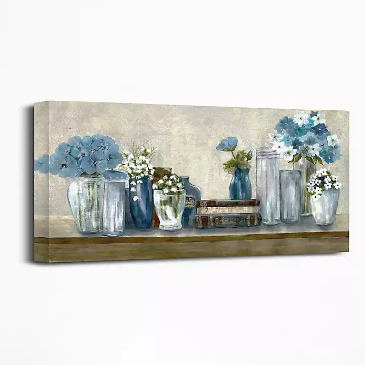 Canvas Art-Kirklands Home Blue Floral Desk Giclee Canvas Print, 40x20 in.