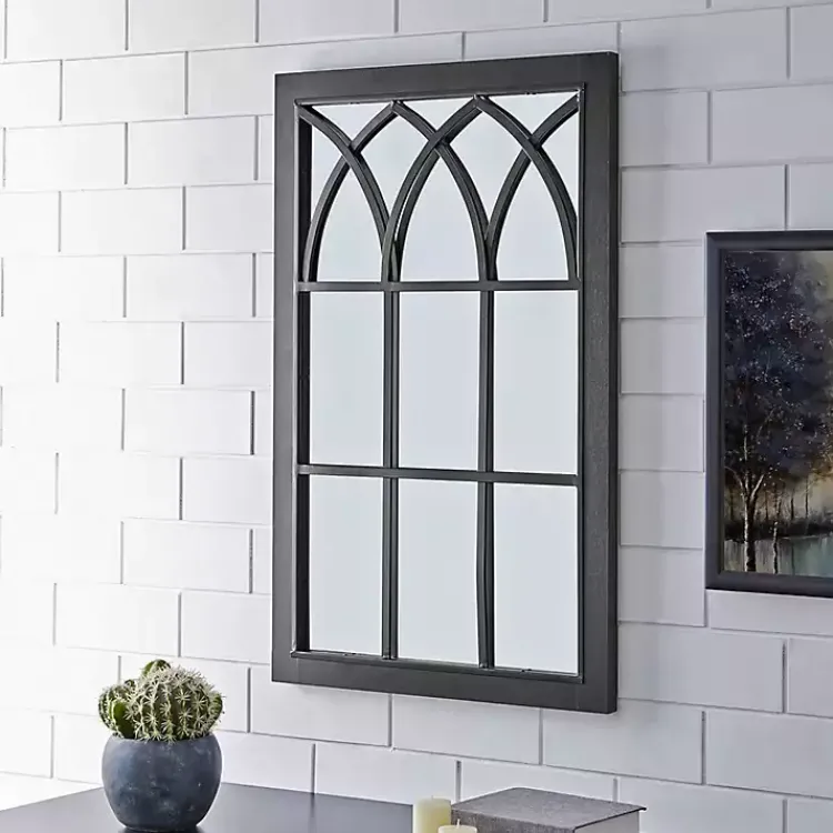 Decorative Mirrors-Kirklands Home Grandview Arched Frame Mirror Black