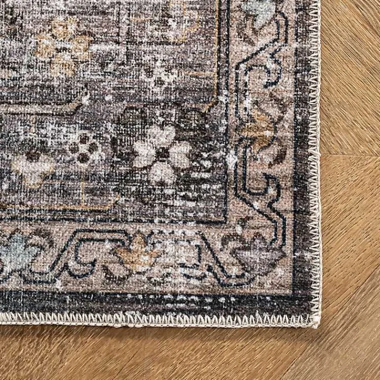 Area Rugs-Kirklands Home Orange Distressed Medallion Washable Area Rug, 3x5