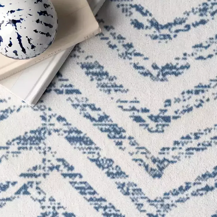 Area Rugs-Kirklands Home Blue Geometric Pattern Washable Area Rug, 4x6