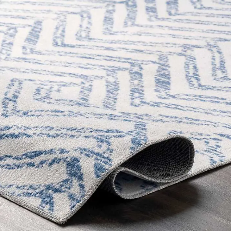 Area Rugs-Kirklands Home Blue Geometric Pattern Washable Area Rug, 4x6