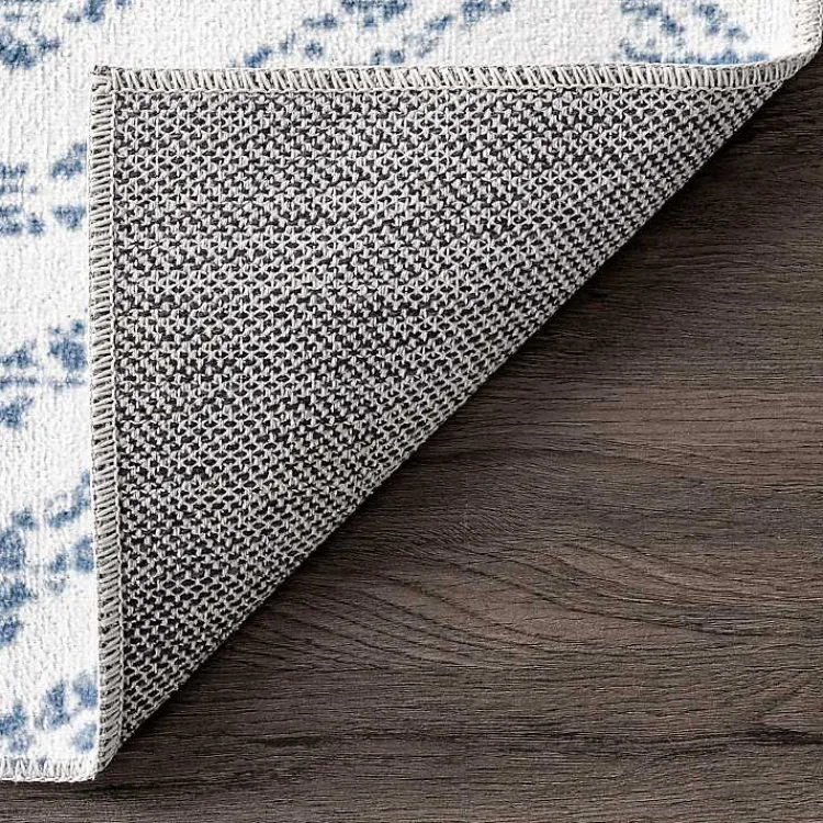 Area Rugs-Kirklands Home Blue Geometric Pattern Washable Area Rug, 4x6