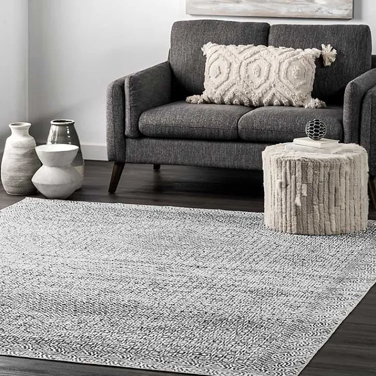 Area Rugs-Kirklands Home Gray Abstract Pattern Washable Area Rug, 3x5