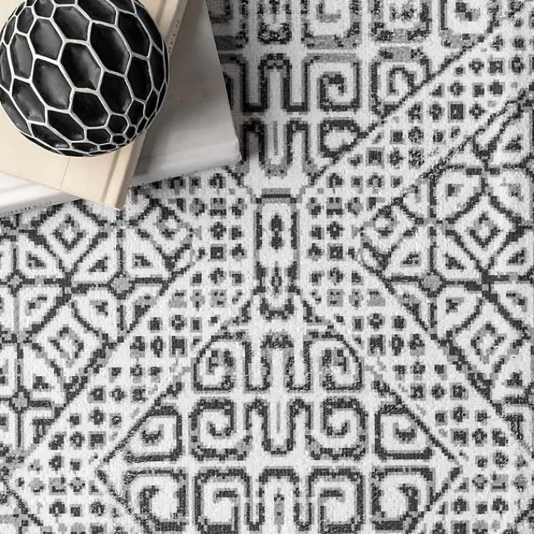 Area Rugs-Kirklands Home Gray Abstract Pattern Washable Area Rug, 4x6