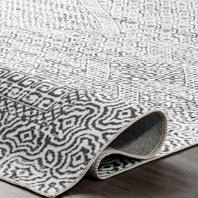 Area Rugs-Kirklands Home Gray Abstract Pattern Washable Area Rug, 4x6