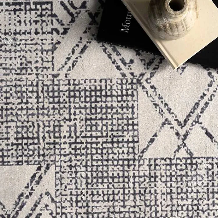 Area Rugs-Kirklands Home Gray Geometric Medallion Washable Runner