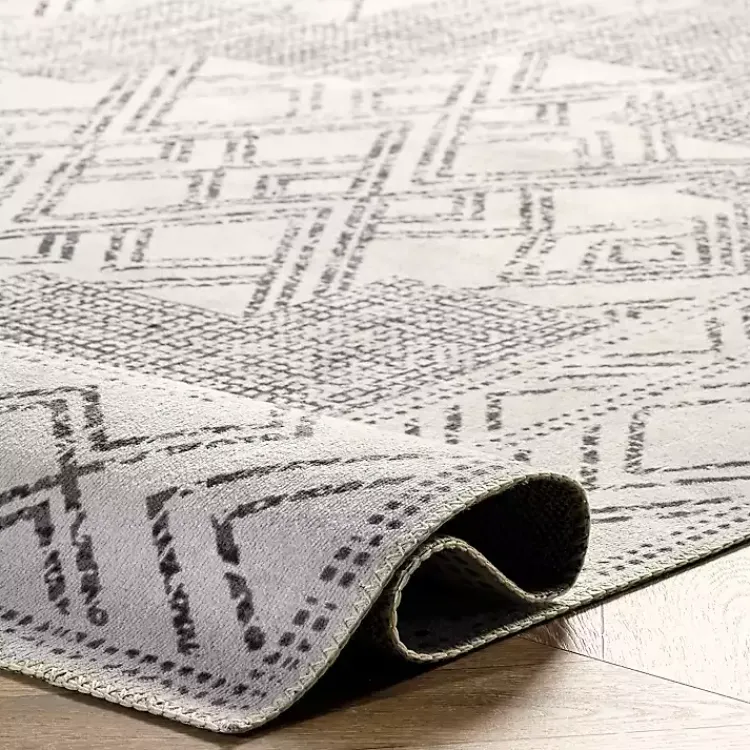 Area Rugs-Kirklands Home Gray Geometric Medallion Washable Area Rug, 5x8